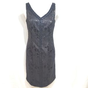LUXE Carmen Marc Valvo Black Sheath Dress size 8